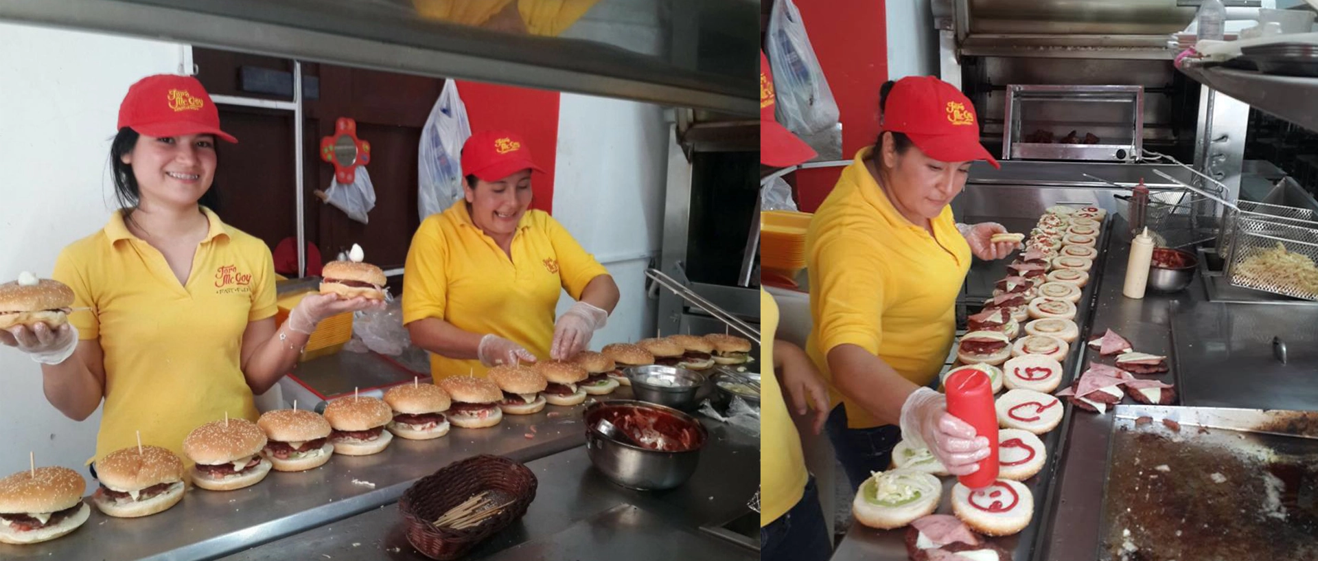 Así, el personal de Toro McCoy preparaba una línea de producción de hamburguesas artesanales frescas en la cocina del restaurante.
